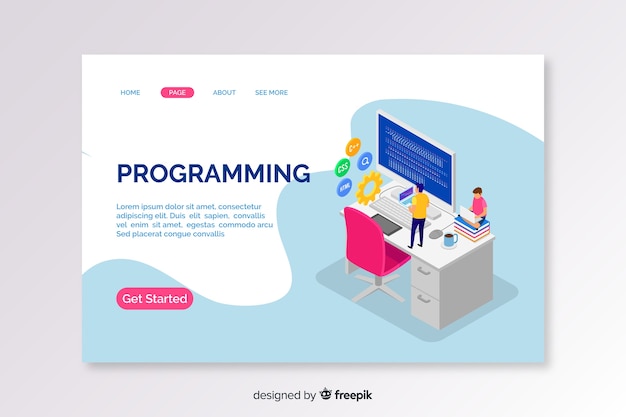Isometric programming landing page template