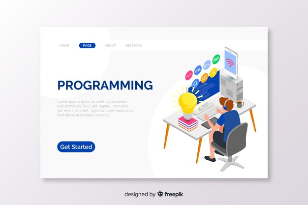Isometric programming landing page template