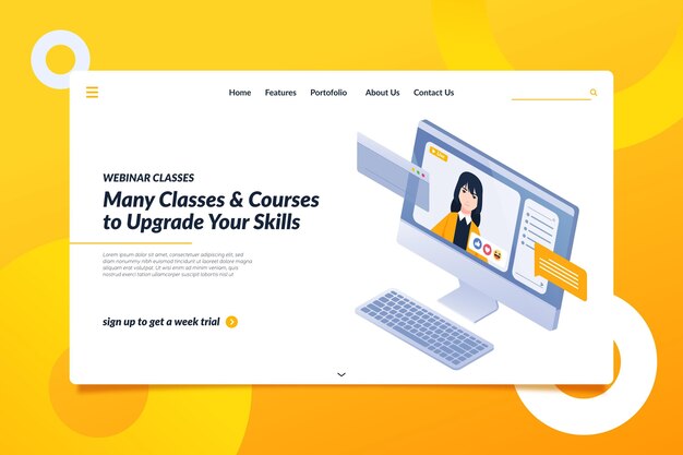 Isometric webinar landing page template