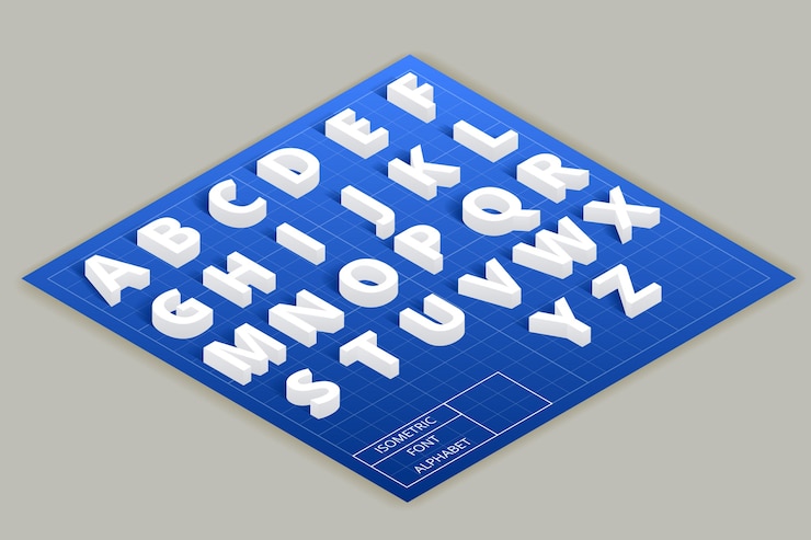 Zdarma Vektor izometrická abeceda písma na horní rovině. abc moderní styl, latinská typografie
