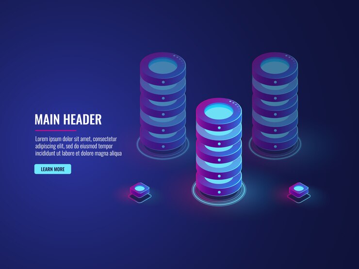Zdarma Vektor izometrický koncept cloudového úložiště databáze, ikona serverovny, zpracování velkých dat