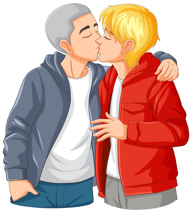 Zdarma Vektor karikatura líbající se homosexuální pár