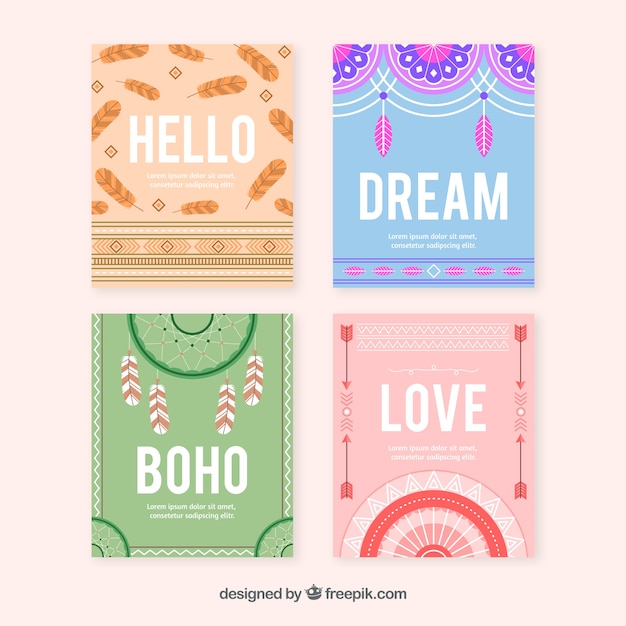 Kolekce boho karet s prvky hippie