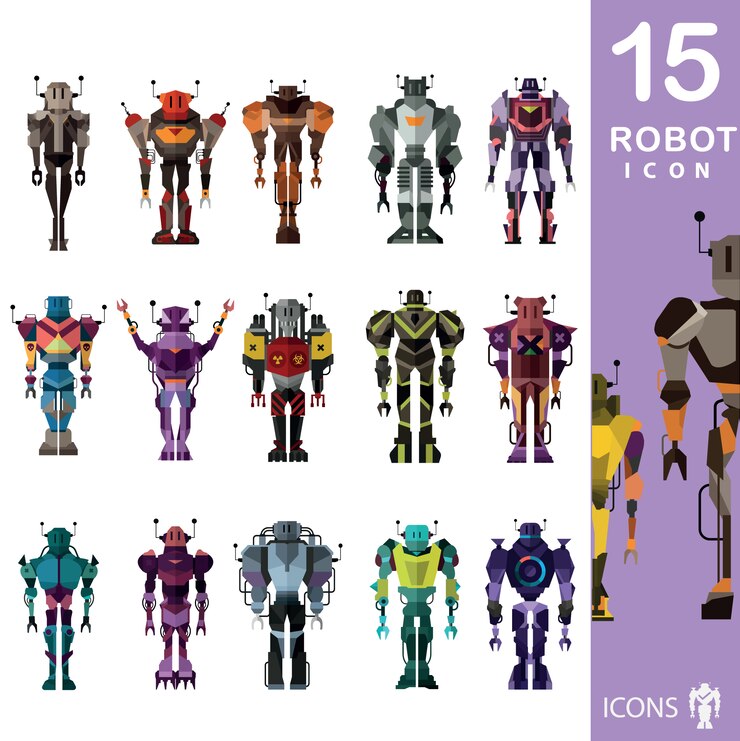 Zdarma Vektor kolekce ikon robota