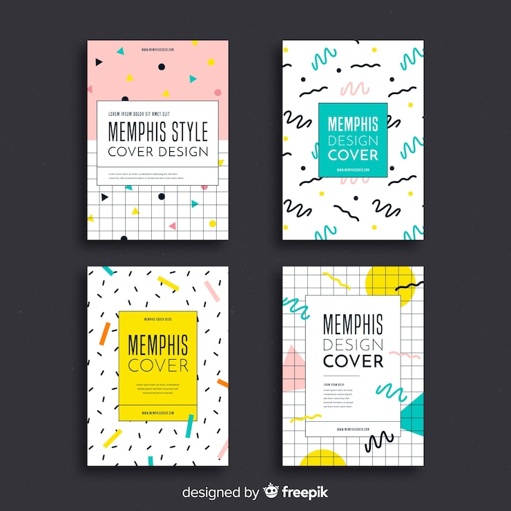 Zdarma Vektor kolekce obalů ve stylu memphis