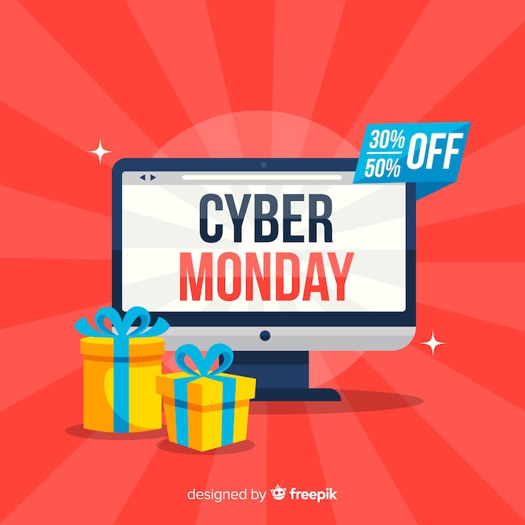 Zdarma Vektor kompozice pro cyber monday s plochým designem