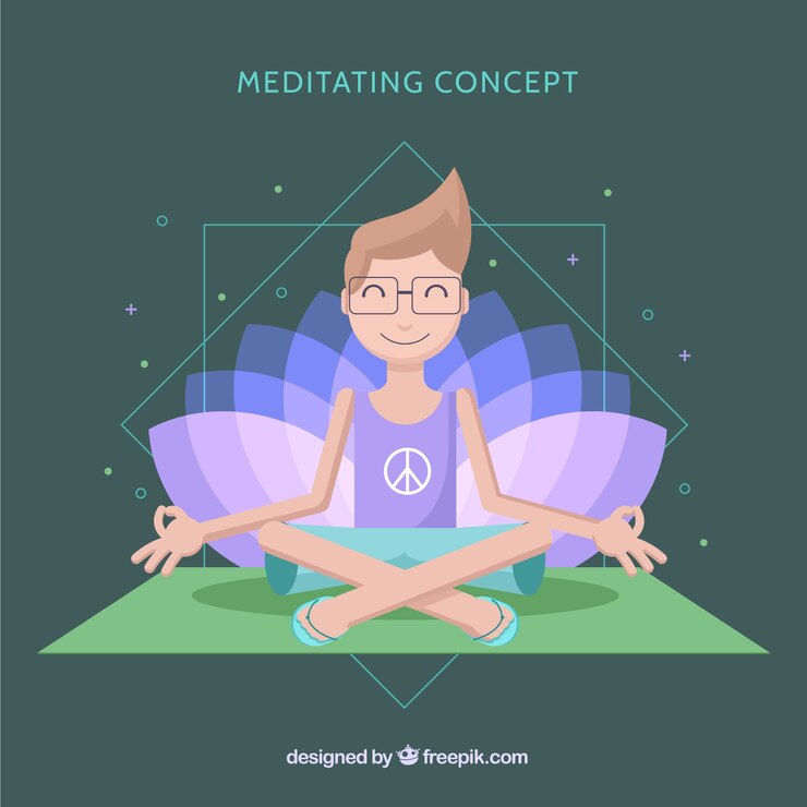 Zdarma Vektor koncept meditace s plochou mužskou postavou