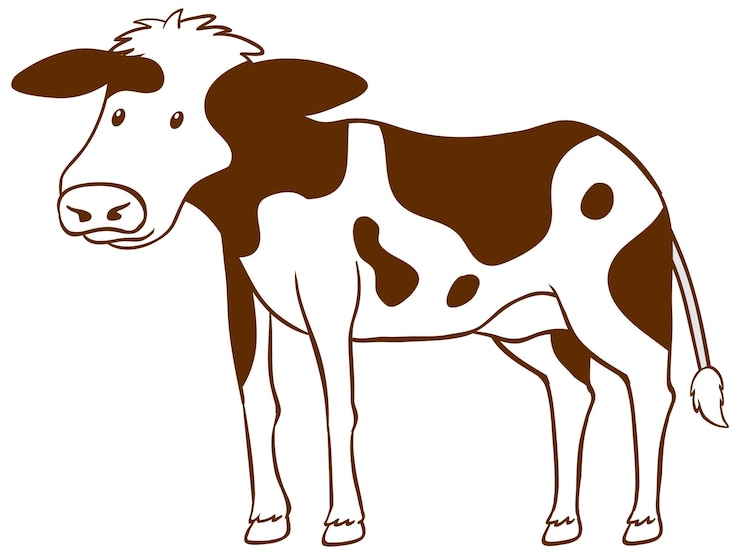 Zdarma Vektor kráva v jednoduchém stylu doodle na bílém pozadí
