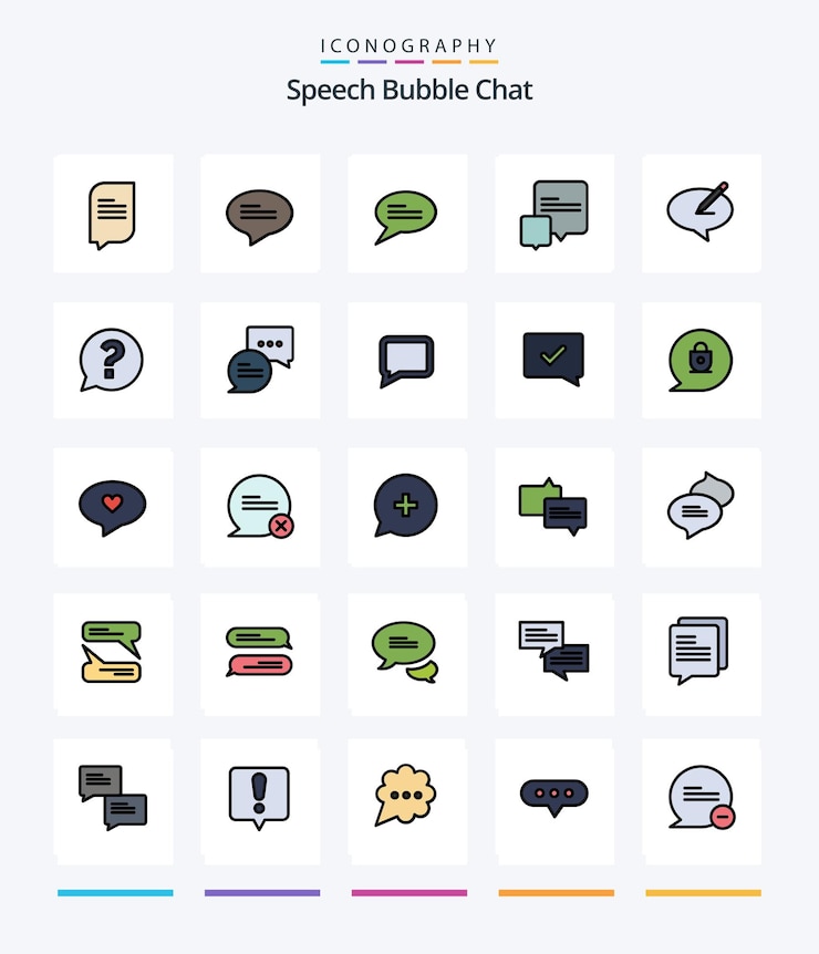 Zdarma Vektor kreativní chat 25 vyplněných ikon, například zpráva, chat, chat, mail, chat