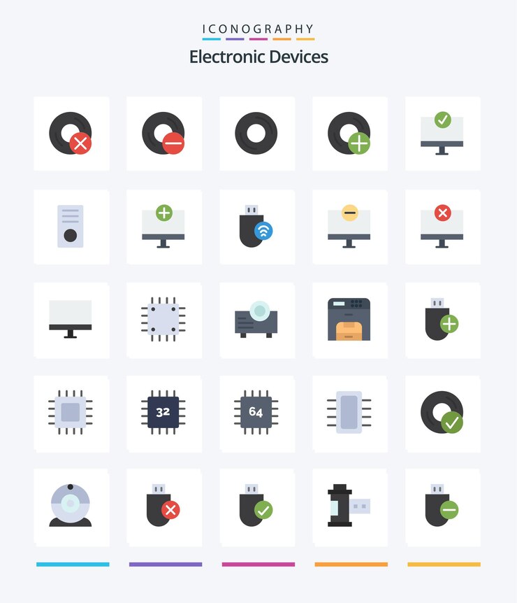 Zdarma Vektor kreativní zařízení 25 plochých ikon, například zařízení, počítače, disk, hardware, zařízení