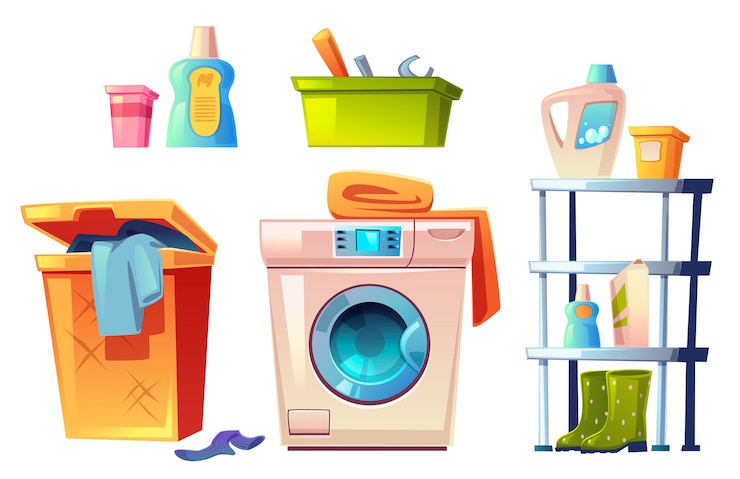 Zdarma Vektor laundry equipment, bathroom stuff  set.