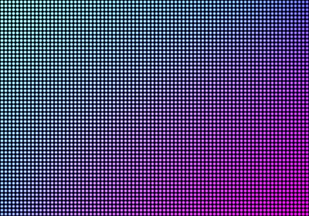 led video wall screen texture background, blue and purple color light diode dot grid tv panel, lcd display with pixels pattern, television digital monitor, realistic 3d vector illustration