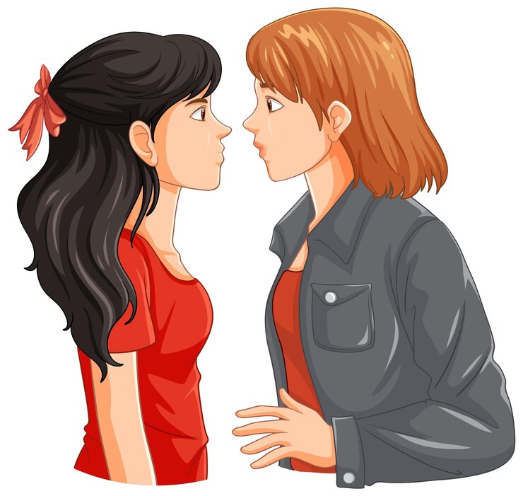 Zdarma Vektor lesbian couple cartoon kissing