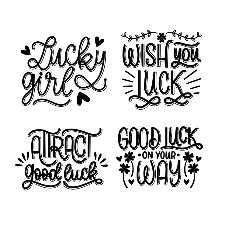Zdarma Vektor lettering luck stickers collection