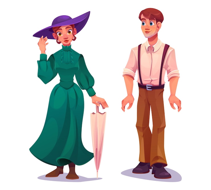 Zdarma Vektor man and woman in victorian times fashion clothing