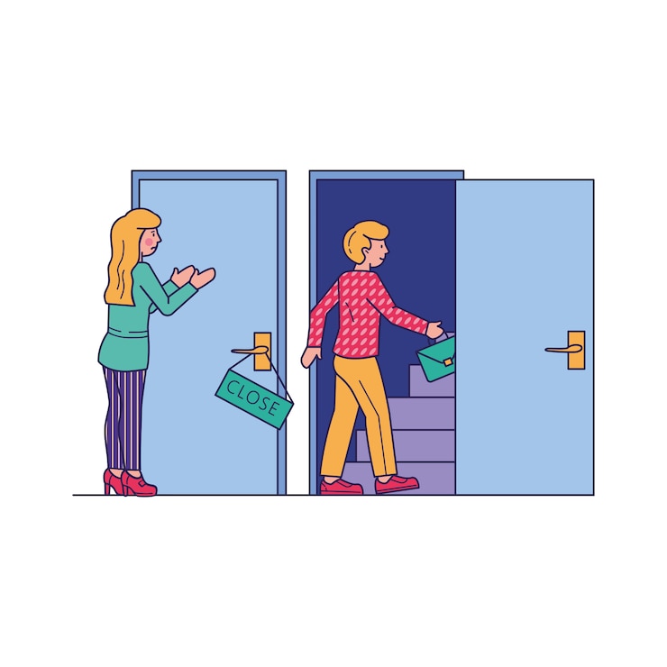 Zdarma Vektor man entering by open door