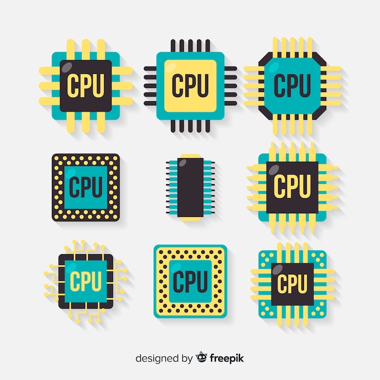 Zdarma Vektor moderní kolekce cpu s plochým designem