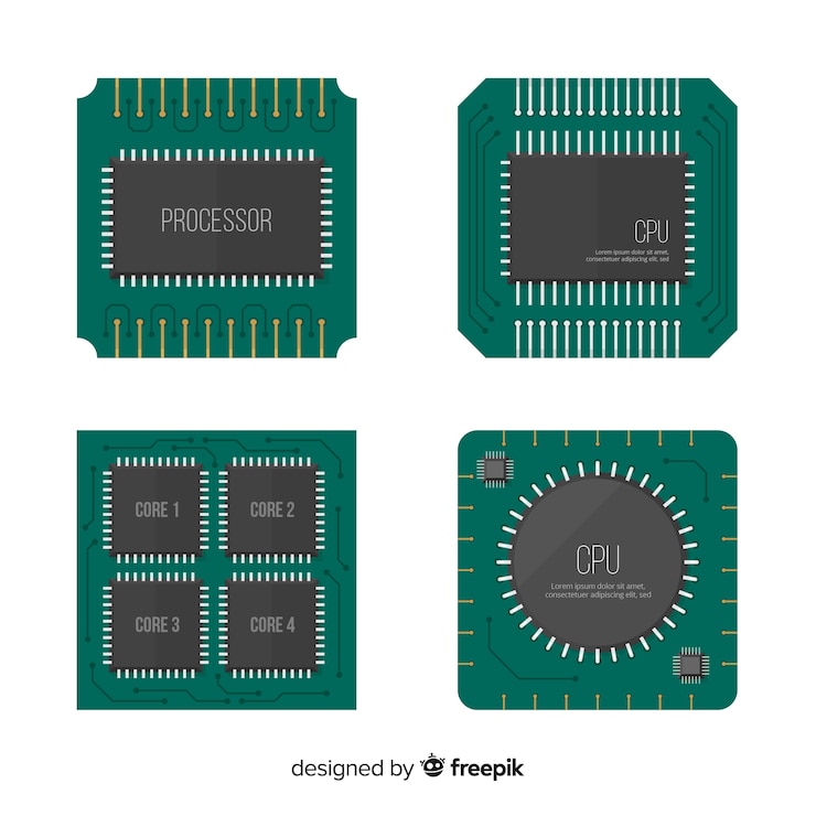 Zdarma Vektor moderní kolekce cpu s plochým designem