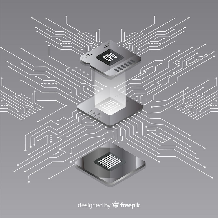 Zdarma Vektor moderní pozadí cpu s izometrickou perspektivou