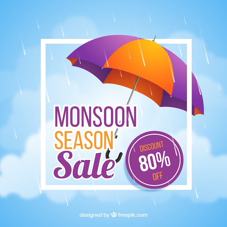 Zdarma Vektor monsoon season sale composition with realistic design