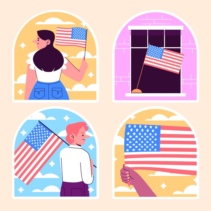 Zdarma Vektor naive american flag patriotic stickers