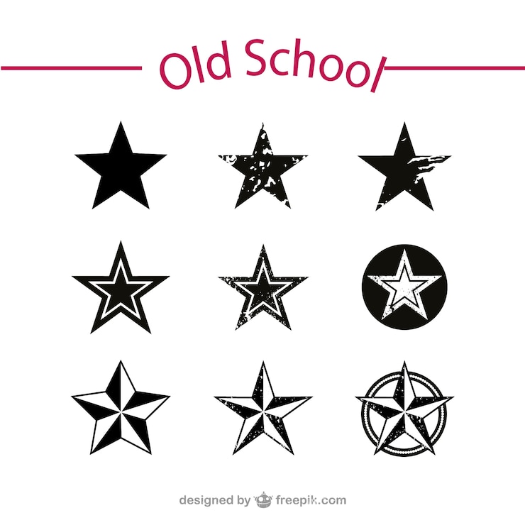 Zdarma Vektor old school black stars