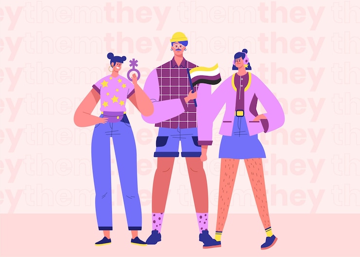 Zdarma Vektor organic flat non-binary people
