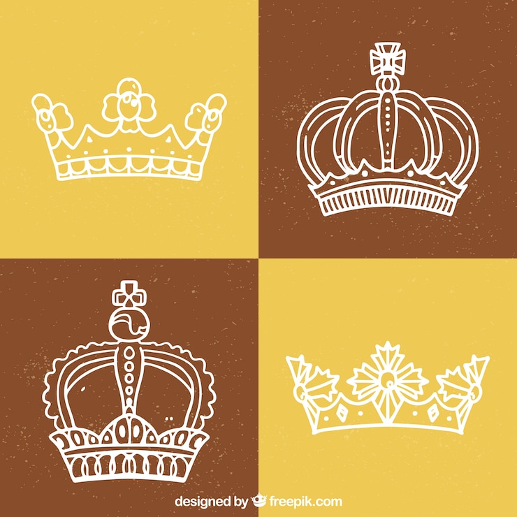 Zdarma Vektor pack of four hand-drawn crowns