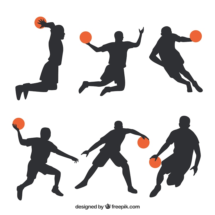 Zdarma Vektor pack of silhouettes basketball players