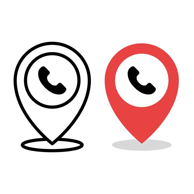 phone location pins outline and flat
