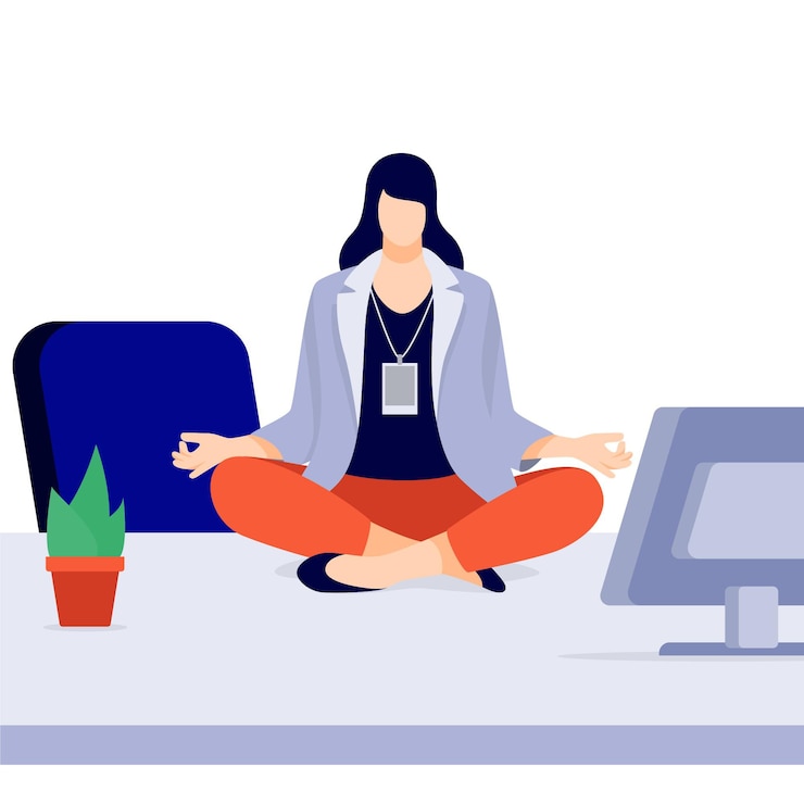 Zdarma Vektor plochá postava podnikatele při meditaci