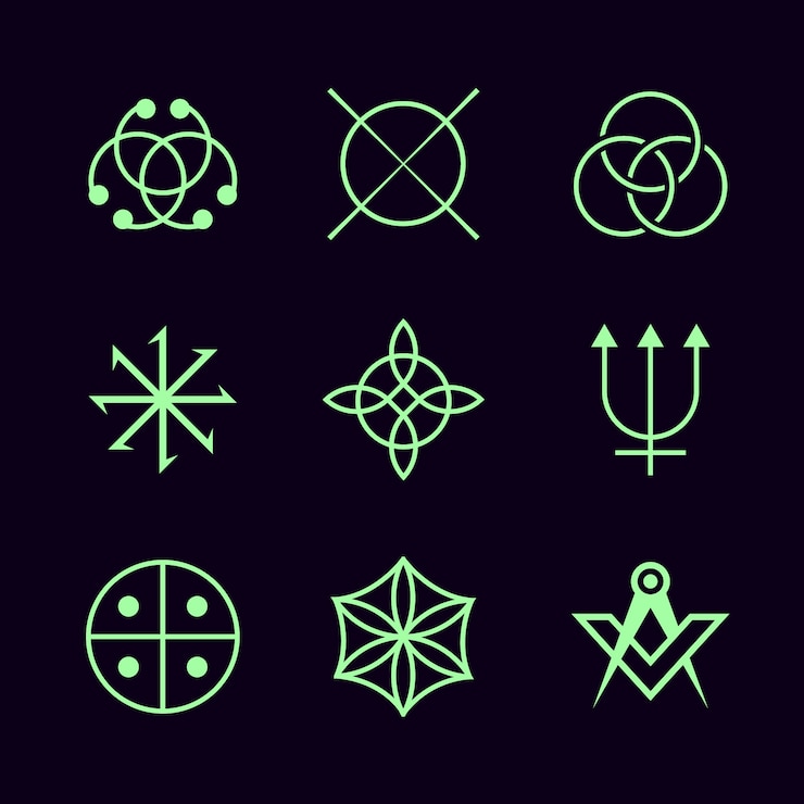 Zdarma Vektor ploché návrhy magických symbolů