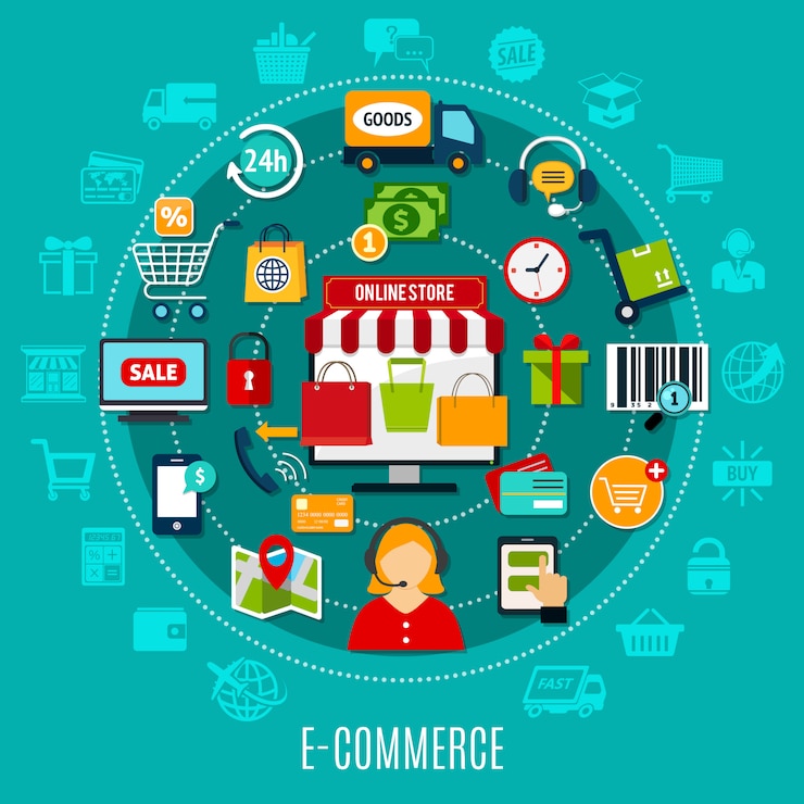 Zdarma Vektor plochý koncept e-commerce