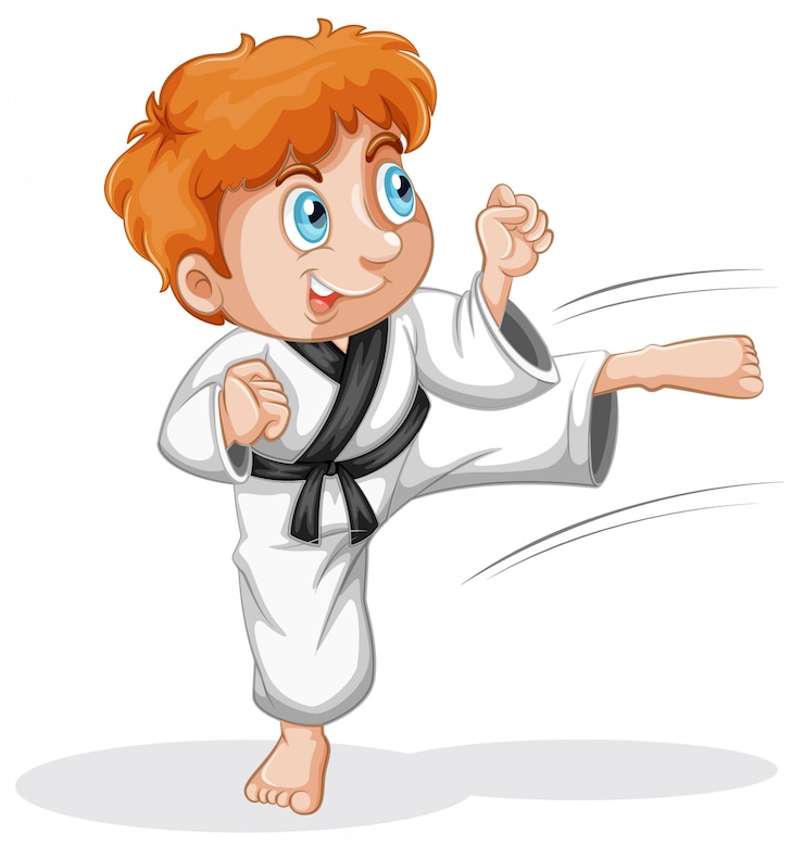 Zdarma Vektor postava dítěte dělajícího taekwondo