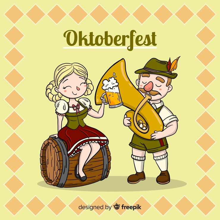 Zdarma Vektor pozadí oktoberfestu s párem, který slaví