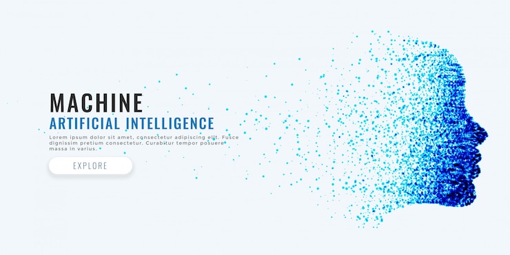 Zdarma Vektor pozadí s konceptem digitální tváře a umělé inteligence
