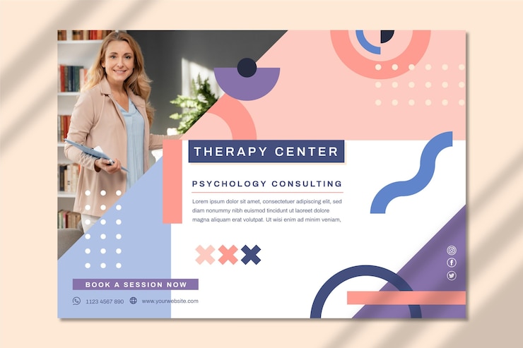 Zdarma Vektor psychology banner template with photo