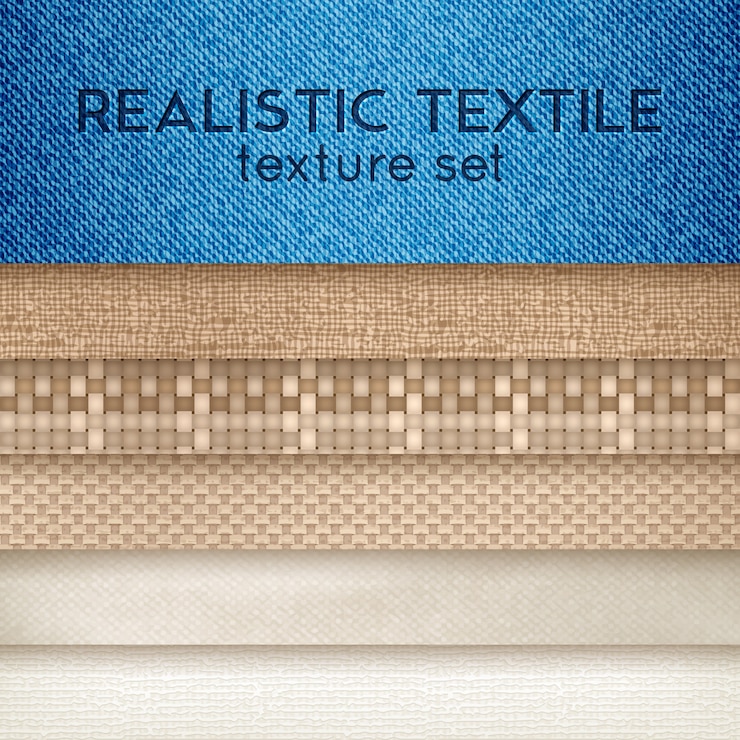 Zdarma Vektor realistická sada horizontálních textilních textur