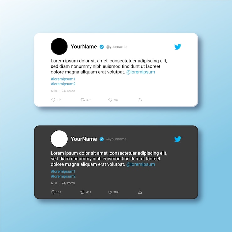 Zdarma Vektor realistický mockup tweetu ze sociálních médií