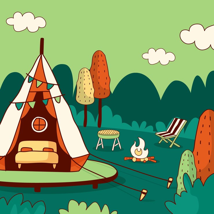 Zdarma Vektor ručně kreslená ilustrace glampingu