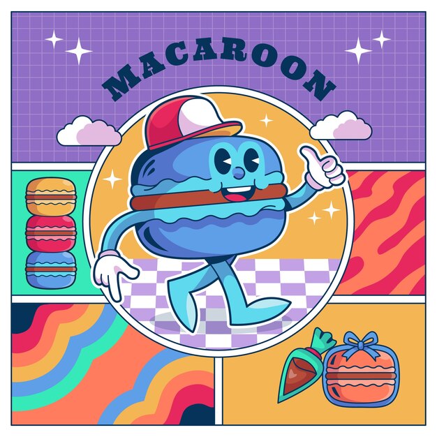 Ručně kreslená ilustrace makronek