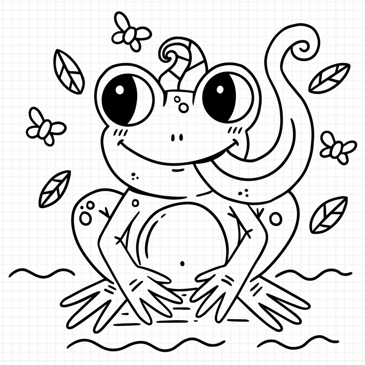 Zdarma Vektor ručně kreslená ilustrace obrysu žáby