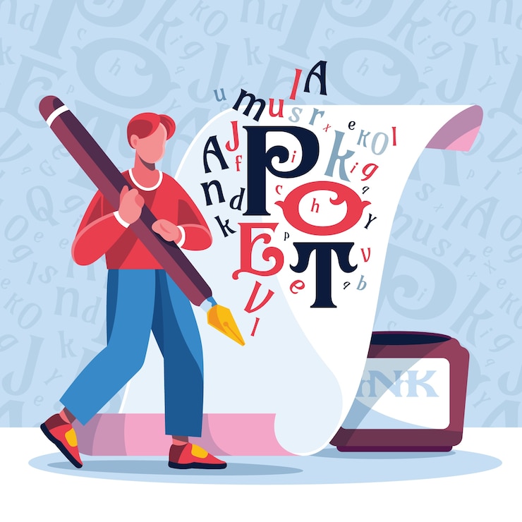 Zdarma Vektor ručně kreslená ilustrace poezie v plochém designu