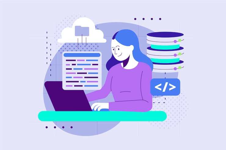 Zdarma Vektor ručně kreslená plochá ilustrace sql návrhu