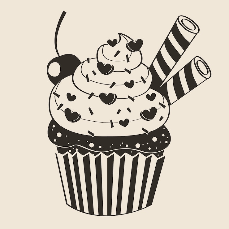 Zdarma Vektor ručně kreslená silueta cupcaku