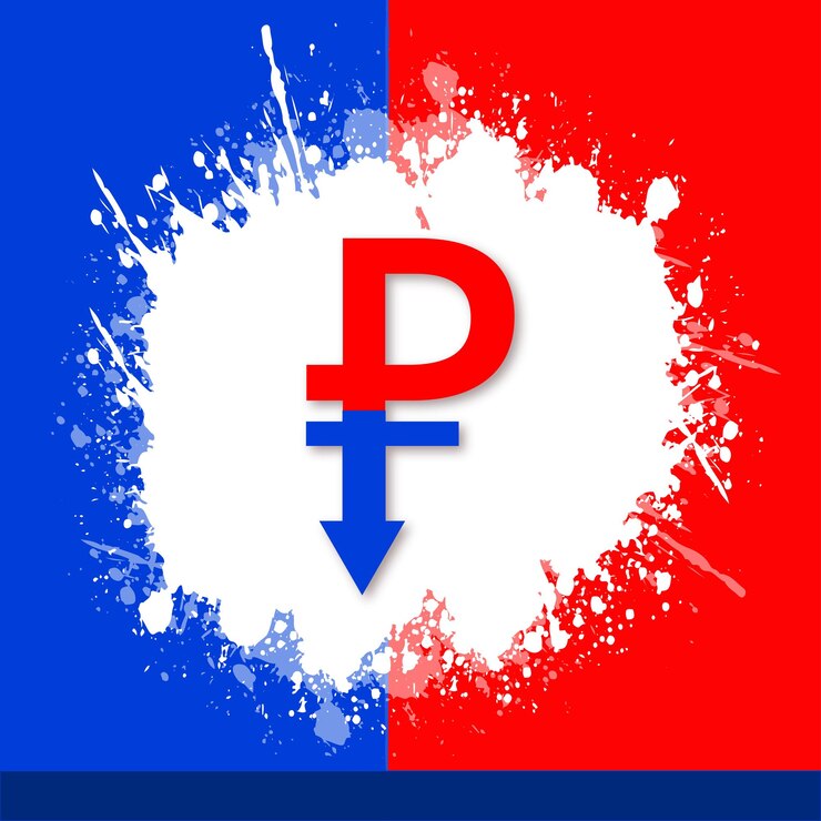 Zdarma Vektor ruský rubl červené modré bílé pozadí banner s návrhem pro sociální média vektor zdarma