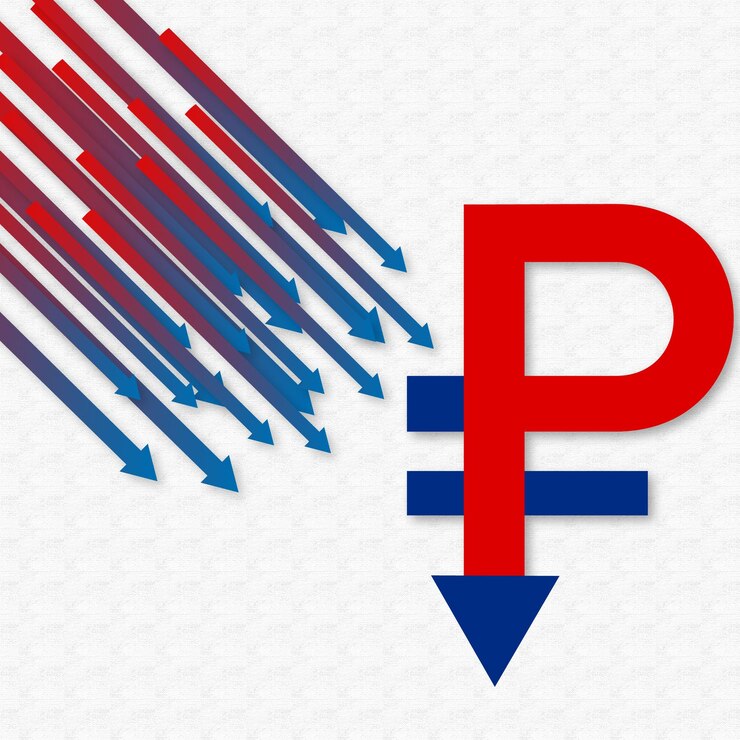Zdarma Vektor ruský rubl – světle šedé, červené a modré pozadí, design banneru pro sociální média, vektor zdarma