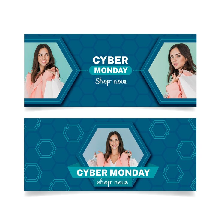 Zdarma Vektor šablona bannerů cyber monday v plochém designu