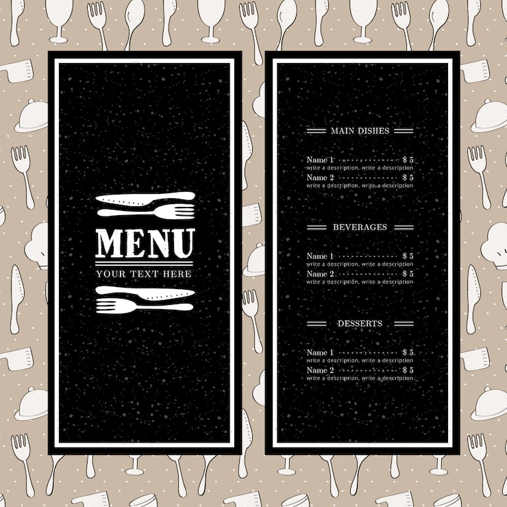 Zdarma Vektor šablona tmavého restauračního menu