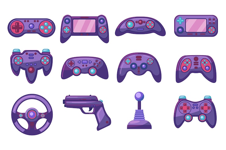 Zdarma Vektor sada jasných barevných počítačových joysticků
